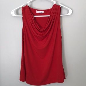 Red, cowl neck, sleeveless top